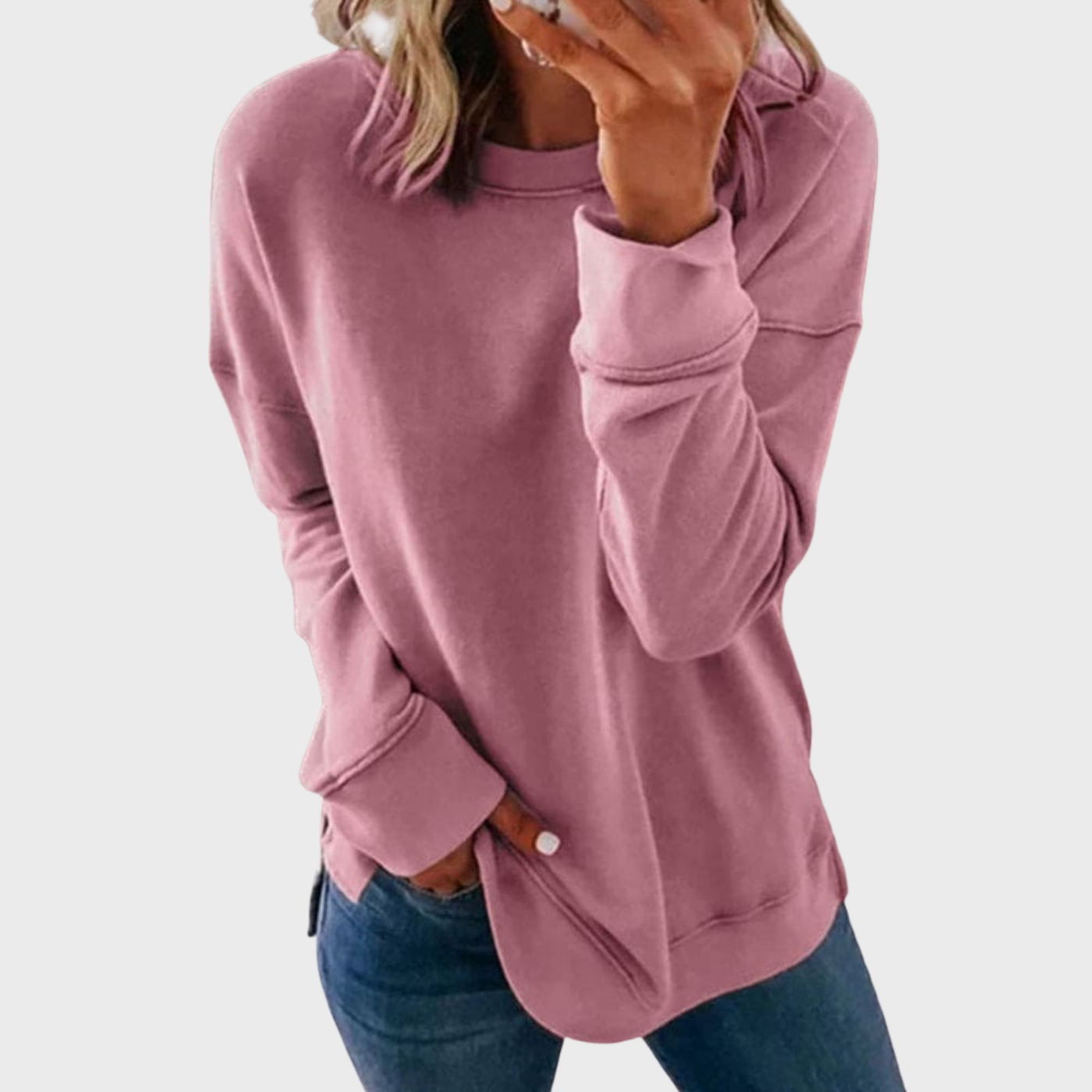 Elizabeth – Lightweight style with a solid colour jumper