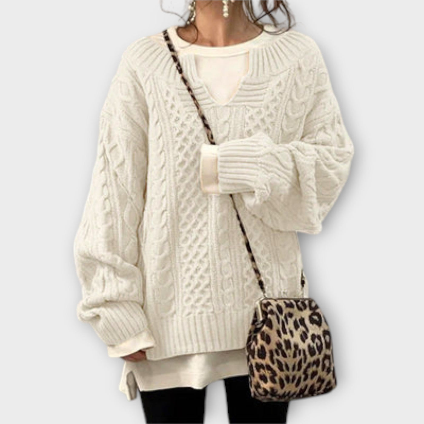Oversized Sweater with Cable Pattern