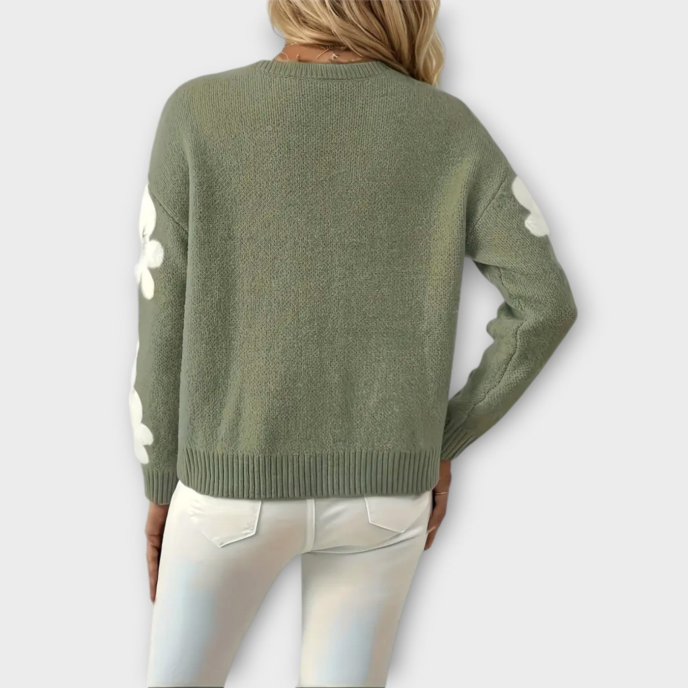 Soft Knit Sweater with Floral Design